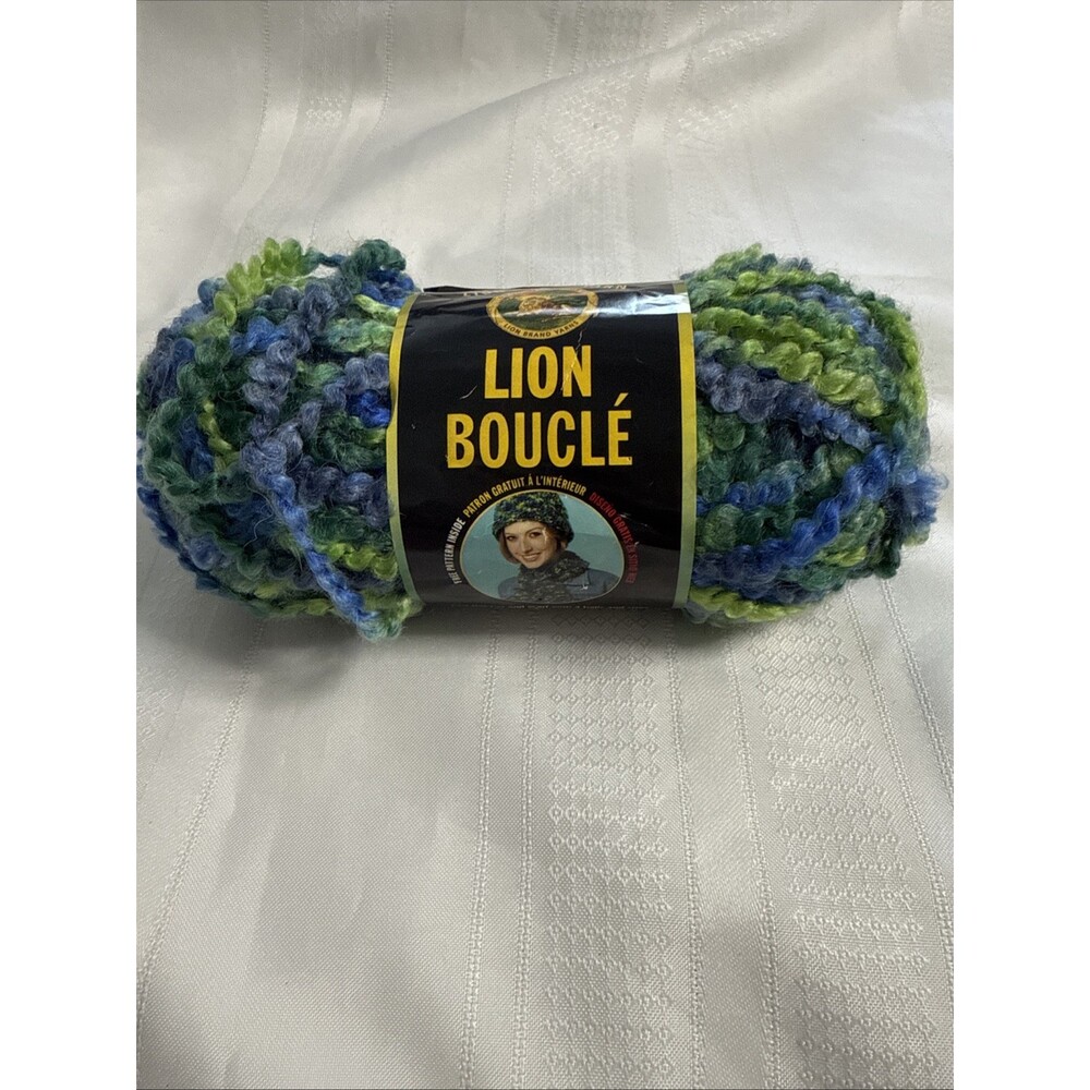 Vintage Lion Brand Lion Boucle Yarn Lime Blue #202 Blue Green, 2.5‎ oz.